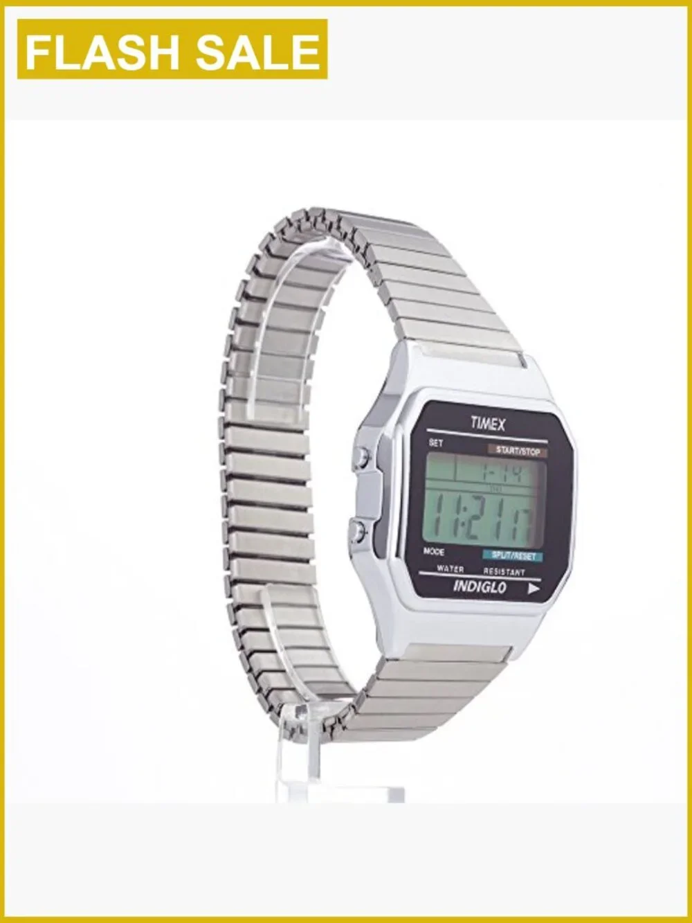 Classic Digital 34mm Watch Chronograph Indiglo Water Resistant